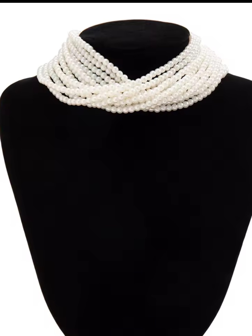 Elegant Multi-Strand Pearl Collar Choker Necklace